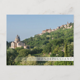 Montepulciano-kathedraal en briefkaart van staafst