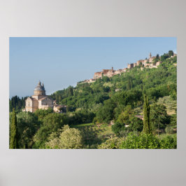 Montepulciano kathedraal en stad poster print
