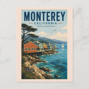 Monterey Bay Californië Illustratie Reis Kunst Briefkaart