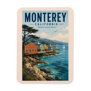 Monterey Bay Californië Illustratie Reis Kunst Magneet
