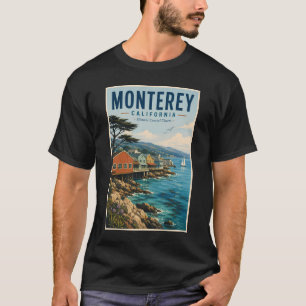 Monterey Bay Californië Illustratie Reis Kunst T-shirt
