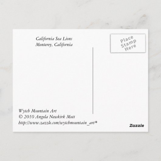 Monterey Bay - Zee - Lions Post Card Briefkaart (Achterkant)