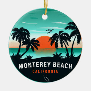 Monterey Beach California Retro Sunset Souvenirs Keramisch Ornament