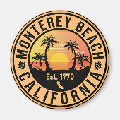 Monterey Beach California Retro Sunset Souvenirs Magneet (Voorkant)