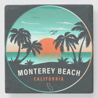 Monterey Beach California Retro Sunset Souvenirs Stenen Onderzetter
