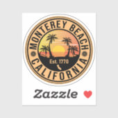 Monterey Beach California Retro Sunset Souvenirs Sticker (Vel)