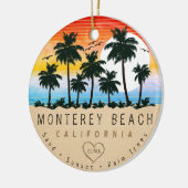 Monterey Beach California Retro Zonsondergang Palm Keramisch Ornament (Links)