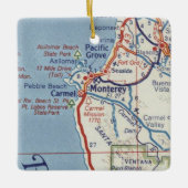 Monterey CA 50's Map Keramisch Ornament (Voorkant)