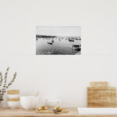 Monterey, CA - Bay met honderden houten boten Poster (Keuken)