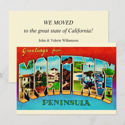 Monterey CA Kaart Verhuisbericht (Voorkant / Achterkant)