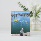Monterey California Briefkaart Seagull en Sailship (Staand voorkant)