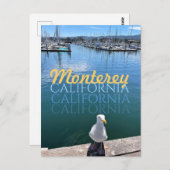 Monterey California Briefkaart Seagull en Sailship (Voorkant / Achterkant)