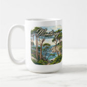 Monterey California Cypress Trees aan de kust van Koffiemok (Links)