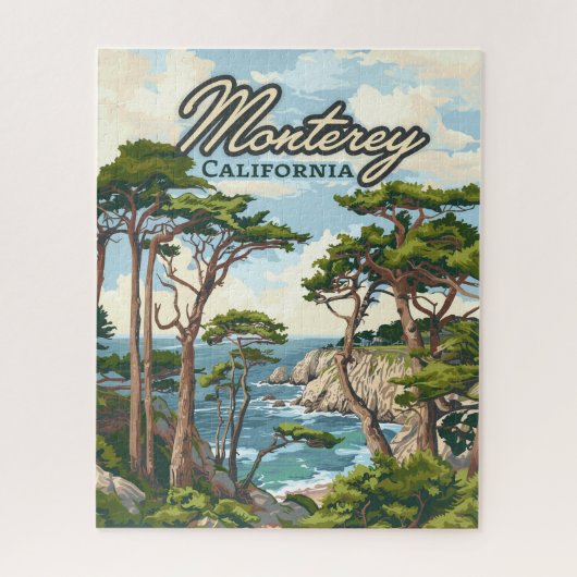 Monterey California Cypress Trees aan de kust van  Legpuzzel (Verticaal)