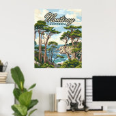 Monterey California Cypress Trees aan de kust van  Poster (Thuiskantoor)