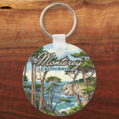 Monterey California Cypress Trees aan de kust van  Sleutelhanger (Voorkant)