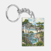 Monterey California Cypress Trees aan de kust van  Sleutelhanger (Voorkant Links)