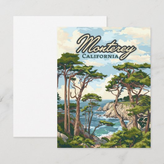 Monterey California Cypress Trees Ocean Coast Kaar (Voorkant / Achterkant)