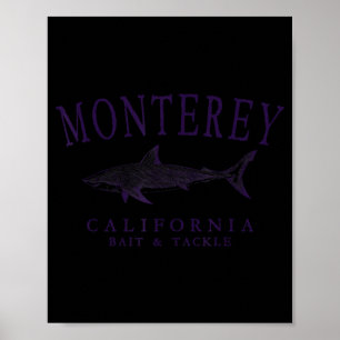Monterey california haai vintage pruim kunst visse poster