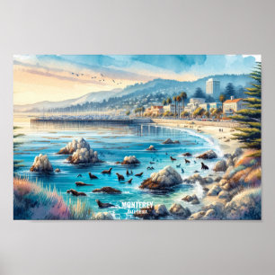 Monterey California USA Travel Places waterverf Poster