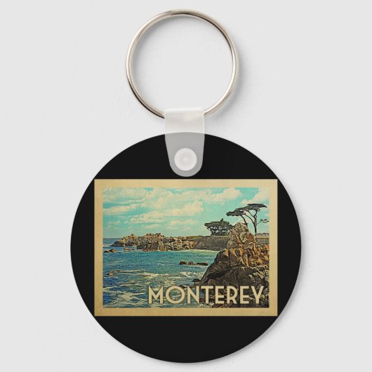 Monterey California Vintage Travel Sleutelhanger (Voorkant)