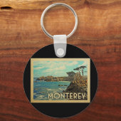 Monterey California Vintage Travel Sleutelhanger (Voorkant)