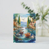 Monterey California Waterverf Painting Briefkaart (Staand voorkant)