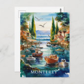 Monterey California Waterverf Painting Briefkaart (Voorkant / Achterkant)