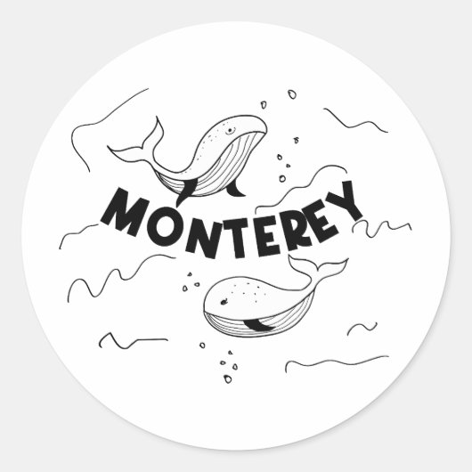 Monterey California Whales Ronde Sticker (Voorkant)