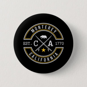Monterey Californië Ca Retro Surfer Strand Voorzij Ronde Button 5,7 Cm