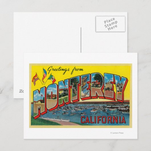 Monterey, Californië - grote lettertjes Briefkaart (Voorkant / Achterkant)