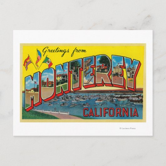 Monterey, Californië - grote lettertjes Briefkaart (Voorkant)