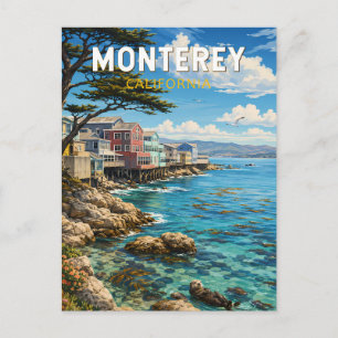 Monterey Californië Illustratie Reis Kunst Retro Briefkaart