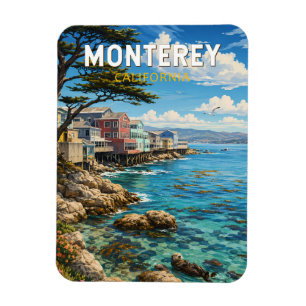 Monterey Californië Illustratie Reis Kunst Retro Magneet
