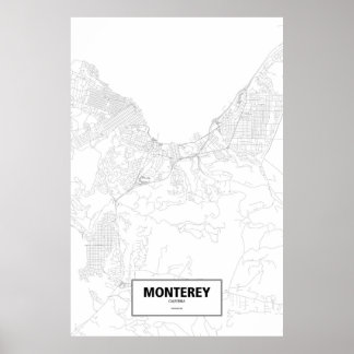 Monterey, Californië (zwart op wit) Poster