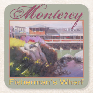 Monterey Fishermans Wharf Schilderachtig Californi Kartonnen Onderzetters