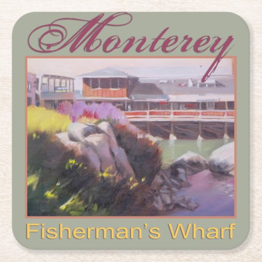 Monterey Fishermans Wharf Schilderachtig Californi Kartonnen Onderzetters (Voorkant)