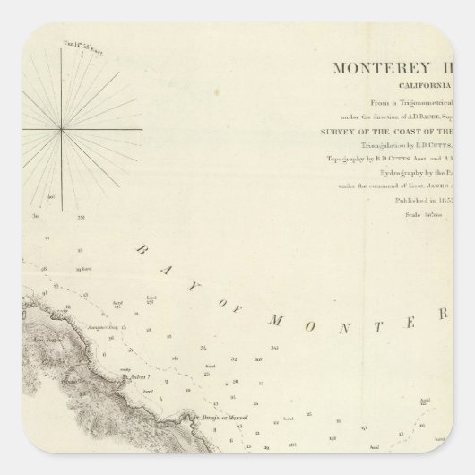 Monterey Harbour, Calif Vierkante Sticker (Voorkant)