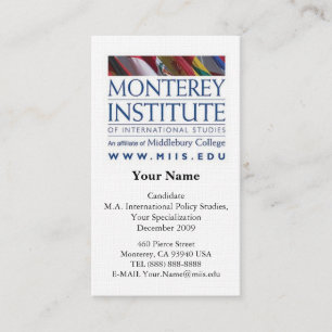 Monterey Institute of International Studies Card Visitekaartje