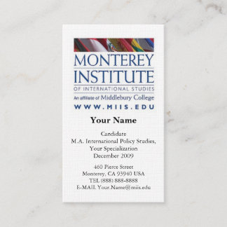 Monterey Institute of International Studies Card Visitekaartje