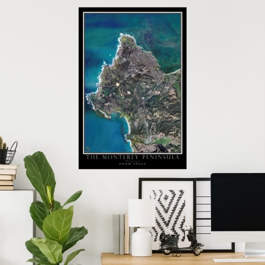 Monterey Peninsula of California Satellite Map Poster (Thuiskantoor)