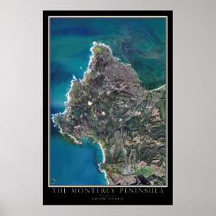 Monterey Peninsula of California Satellite Map Poster