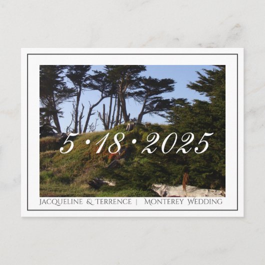 Monterey Pines California Save the Date Aankondigingskaart (Voorkant)