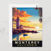 Monterey, Romantische Zonsondergang, Californië, R Briefkaart (Voorkant / Achterkant)