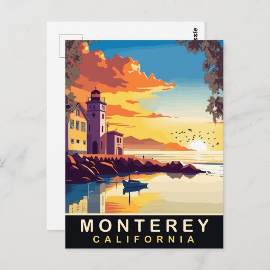 Monterey, Romantische Zonsondergang, Californië, R Briefkaart (Voorkant / Achterkant)