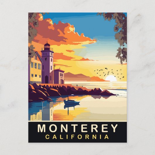 Monterey, Romantische Zonsondergang, Californië, R Briefkaart (Voorkant)