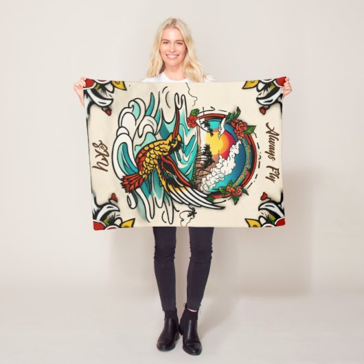 Monterey Tattoo Design: een 30 "x40" symbool Fleece Deken (In situ)