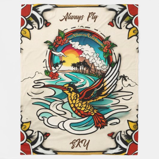 Monterey Tattoo Design: een 60 "x80" symbool Fleece Deken (Voorkant)