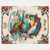 Monterey Tattoo Design: een 60 "x80" symbool Fleece Deken (Voorkant (Horizontaal))