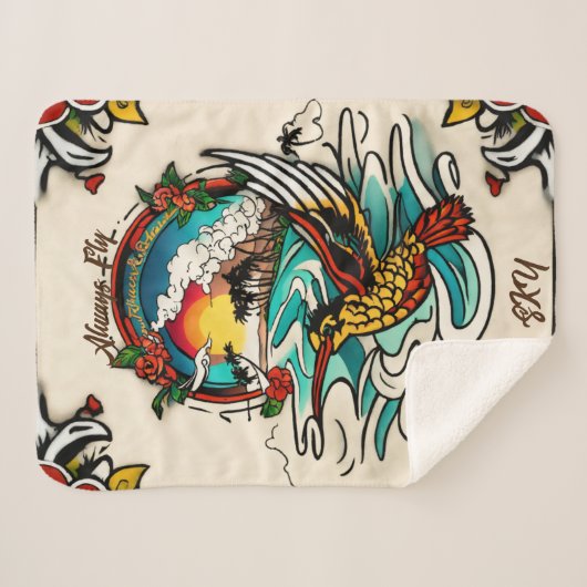 Monterey Tattoo Design: een symbool-klein Sherpa Deken (Voorkant (horizontaal))